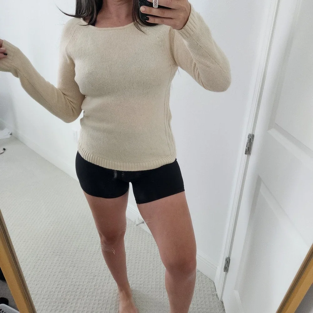 J.Crew‎ Merino Wool Cream Crewneck Sweater Womens Small